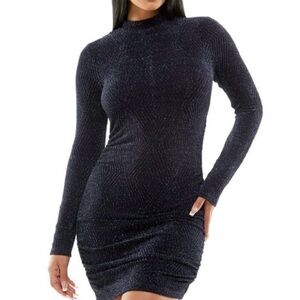 NWT Speechless Navy Sparkle Ruched Dress XL Slim Fit Short